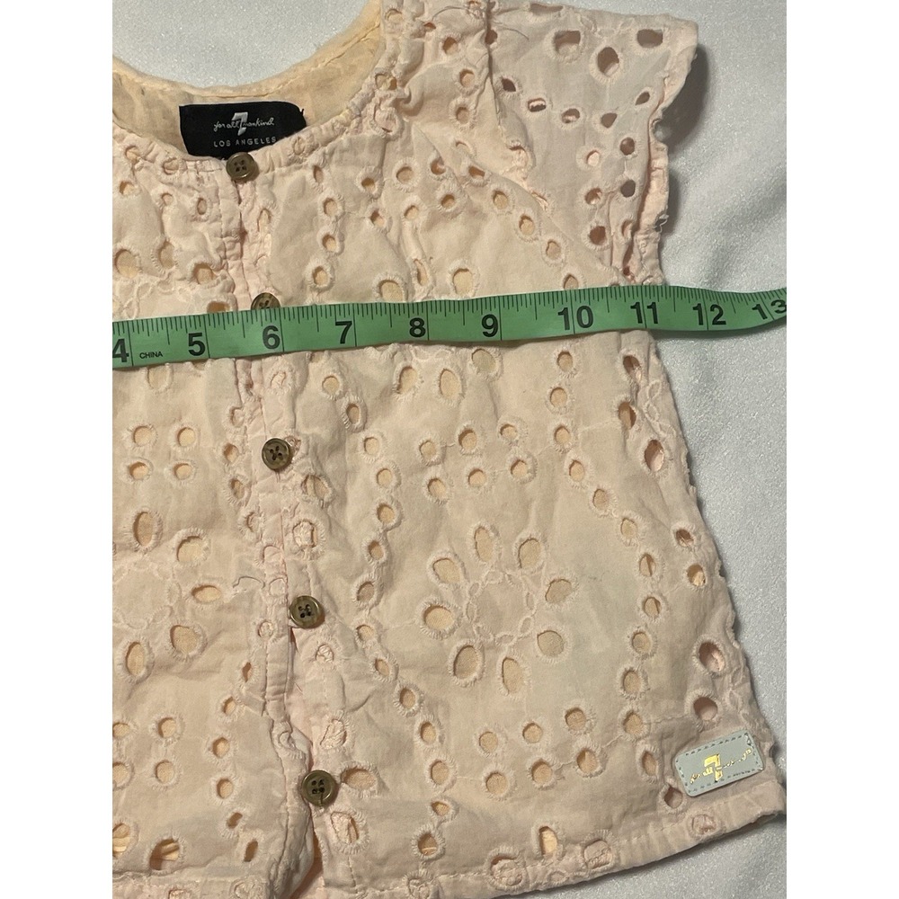 7 For All Mankind Girls 2T (2024) Pink Eyelet Shirt Top - Picture 5 of 6